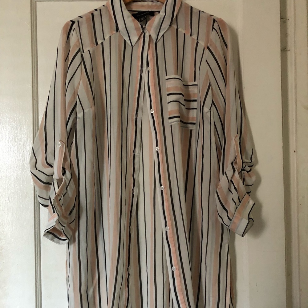 Striped button down blouse